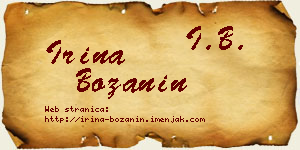 Irina Božanin vizit kartica